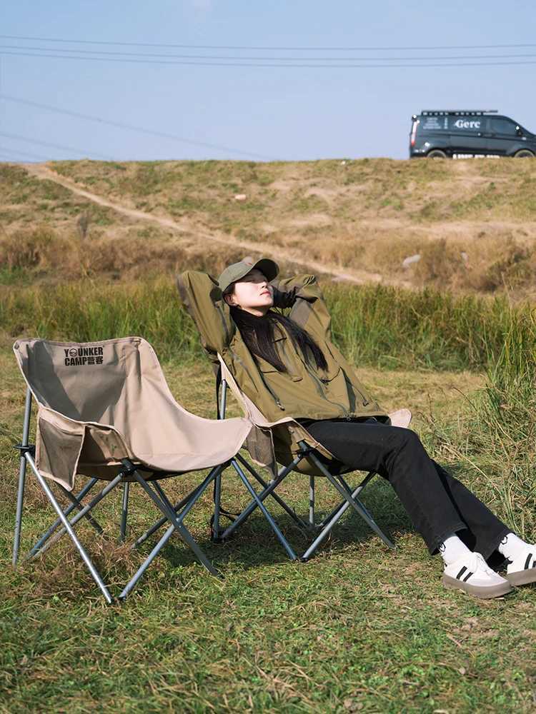 Outdoor Folding Moon Chair Portable Chair Camping Chair Picnic Gear Fishing Small Horse Stool Student Sketching J250930