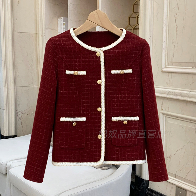 2025 plaid jacket coarse wool short jacket designer jacket women's new autumn and winter wool short jacket autumn and winter new luxury jacket