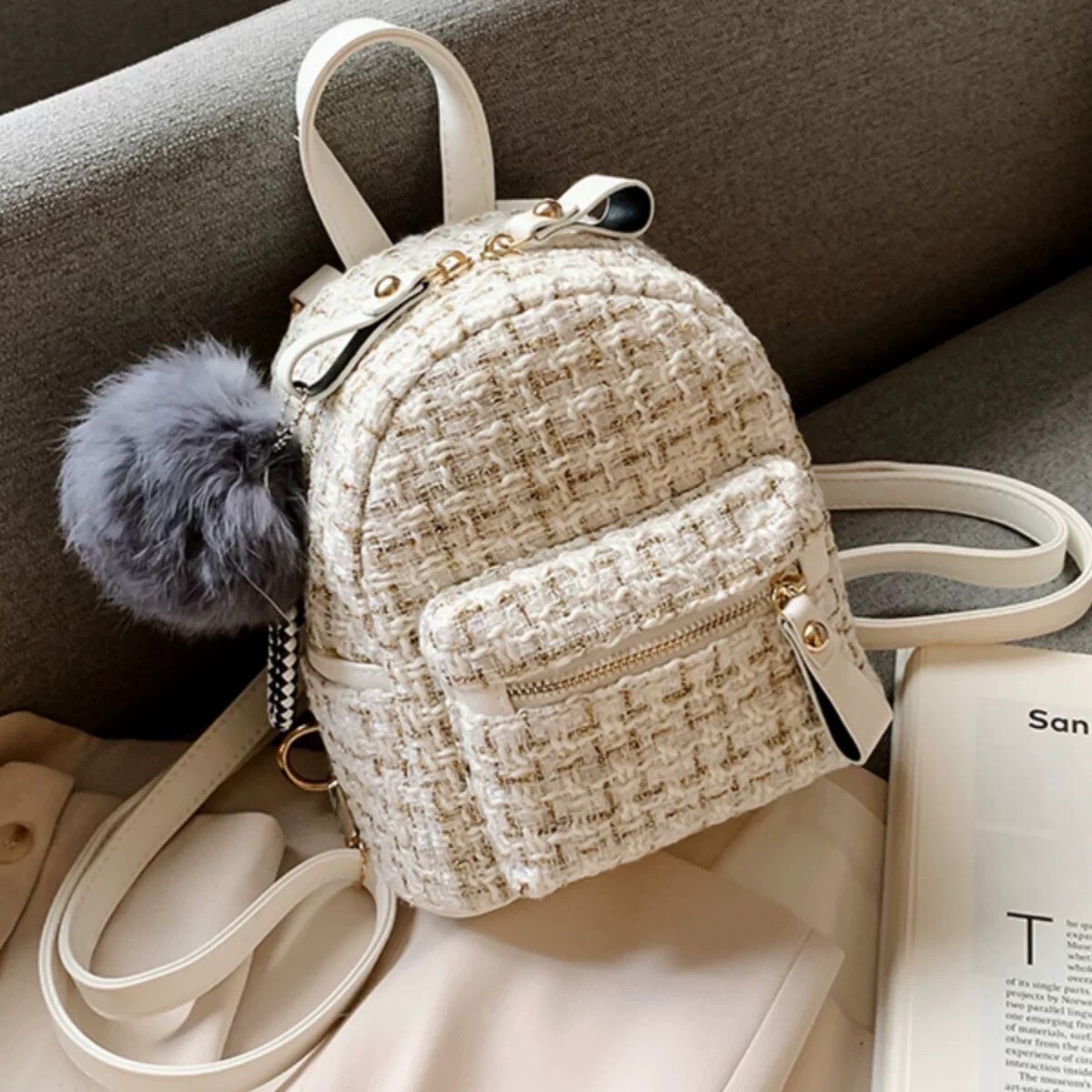 Designer Bag Mini Small Backpack Luxury Bag For Women 2025 New Korean Fashion Casual Multi-use Ins Super Popular Woolen High-end Backpack