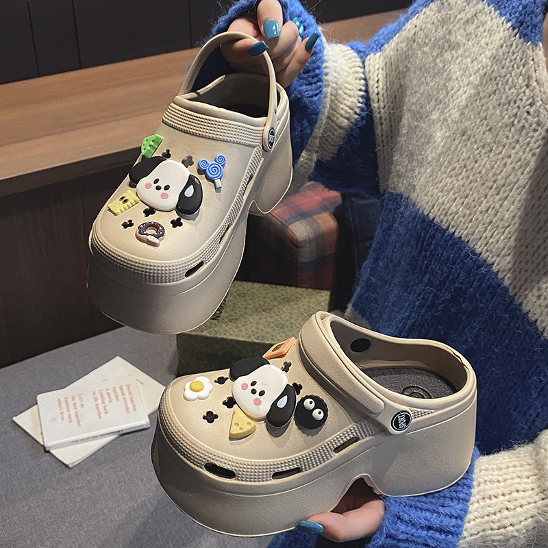 Women's New Summer Outdoor Versatile Thick Soft Sole Height Increasing 9cm Hole Slippers ddmymarket