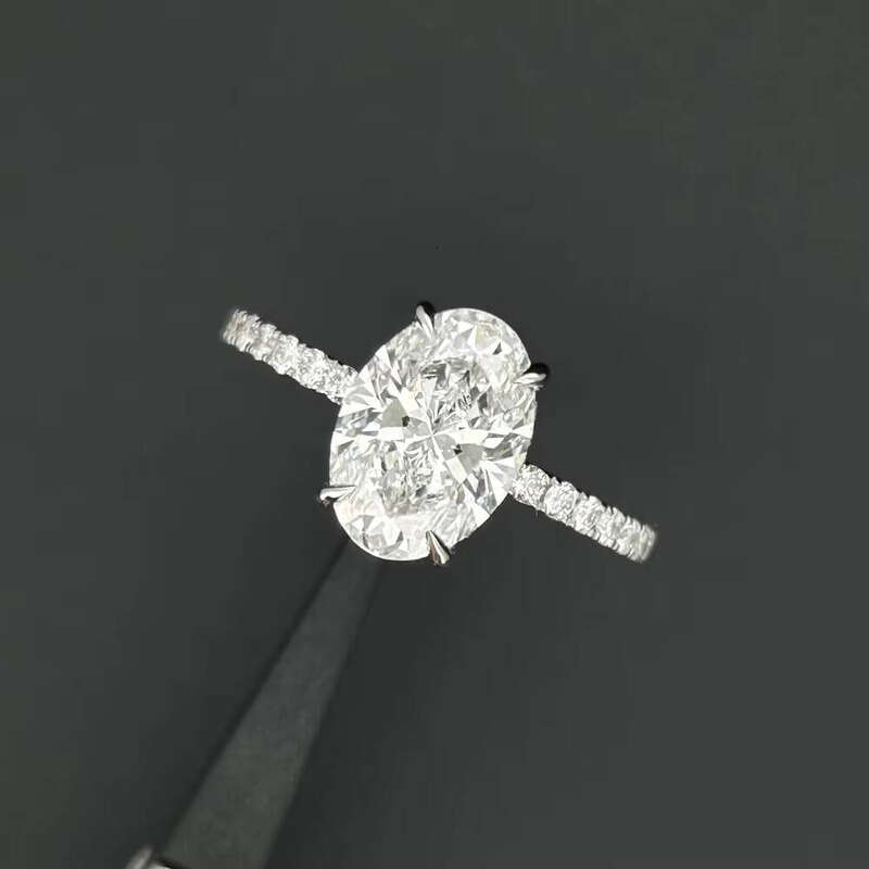 HQD VS1 IGI White Gold Oval 3 Carat Lab Engagement Ring