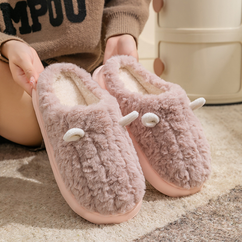 Soft Cushion Women, Autumn and Winter 2025 New Indoor Home Thick Sole Warm Plush Slippers for Men ddmymarket