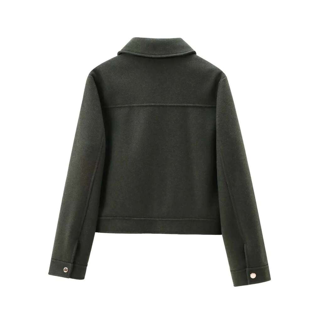 Zipper New Winter Long Sleeve Pocket Outerwear Coat Short Street Elegant Women's Jacket