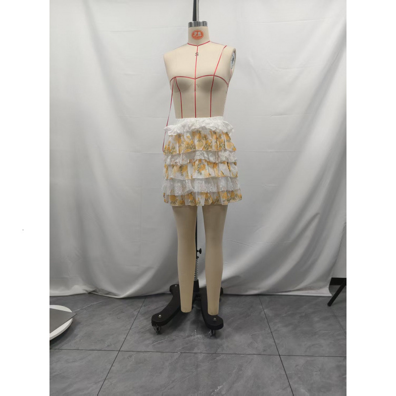 2025 Spring Summer Printed Lace Shirt A-line Flared Cake Skirt Bestseller dongdumaoyi