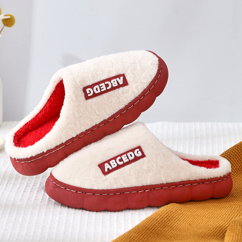 Solid Color Cute Warm Couple Cotton Men Thick Sole Home Comfortable Winter Furry Slippers Women ddmymarket