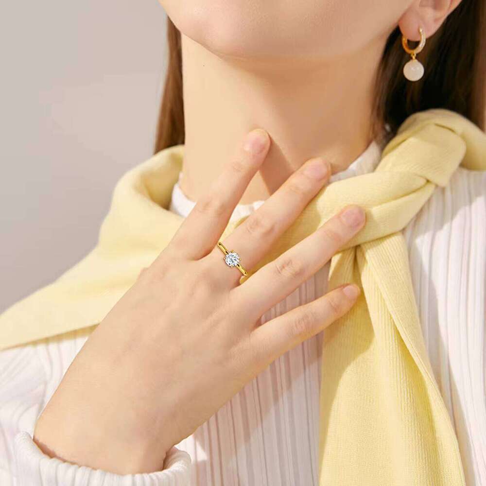 Premium 14k Hollow Engagement Wedding Jewelry Women's Silicon Stone Ring
