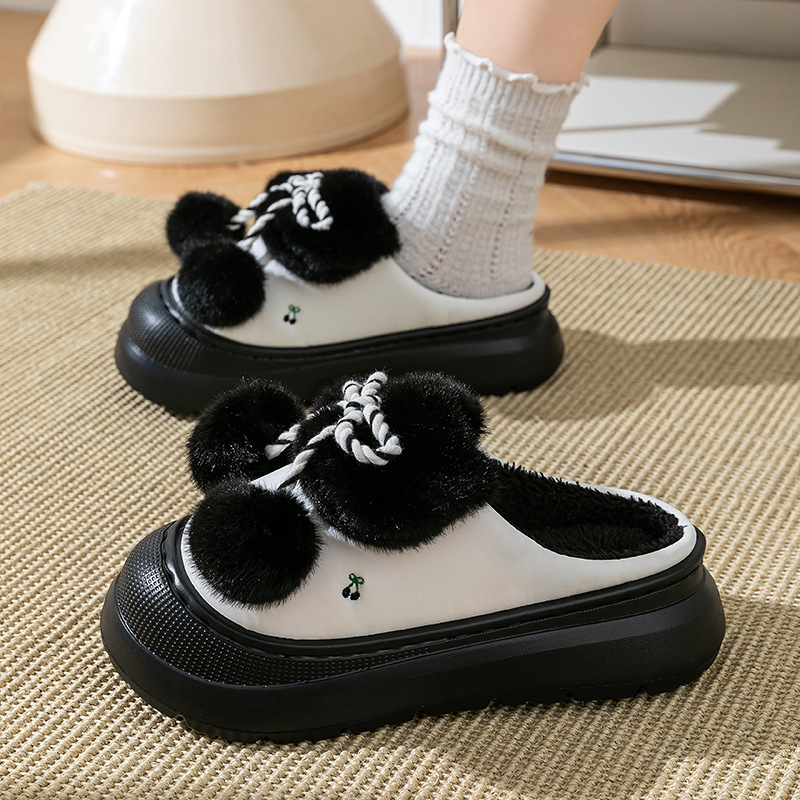 Cute Plush for Women Winter Outdoor Wear 2025 New Indoor Home Non-Slip Fleece-Lined Warm Cotton Slippers ddmymarket