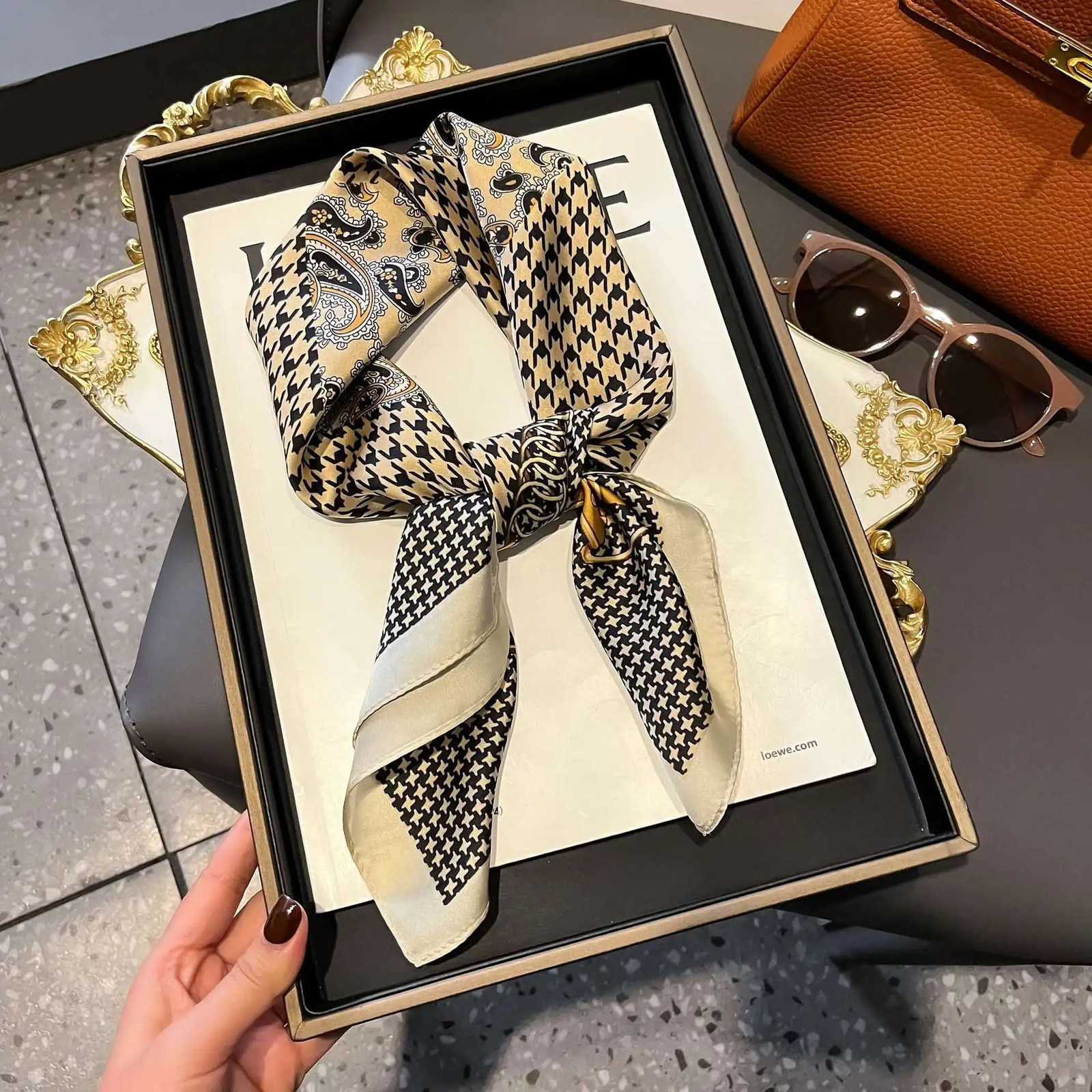 Satin Print Silk Scarf Square Women Neck Scarves Wrap Headkerchief Beach Hair Band Womens Bandana 250928