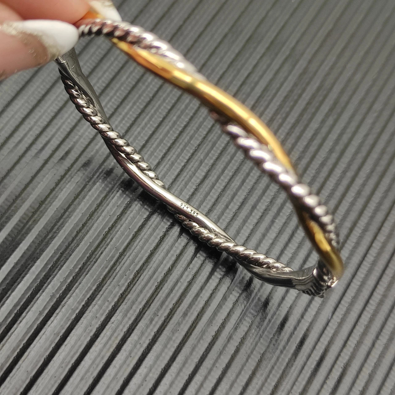 S925 sterling silver 44mm color separation infinite interwoven bracelet neutral fashion trend retro jewelry 250930