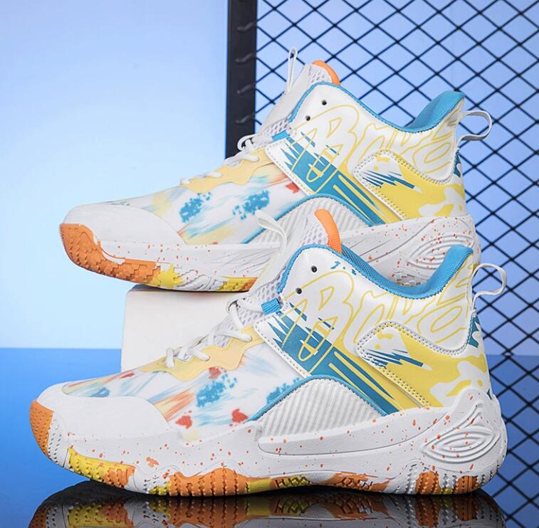 New Mandarin Duck Basketball Shoes Men's Mid Top Casual Sneakers Junior High School Students Professional Practical Trendy Sports Shoes Z 10.1-6