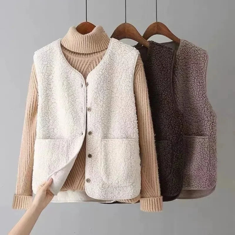 Lamb Fur Particle Velvet Womens Vest Jacket Early Spring Fashionable Personality Leather Integrated Outdoor 250930