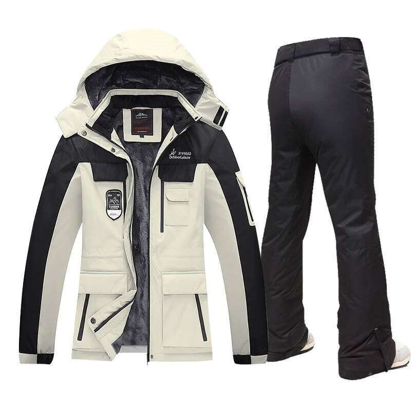 Women Suit Ski Pants Winter Warm Windproof Waterproof Fleece Jacket Female Outdoor Snow Coat Trousers Snowboard Wear