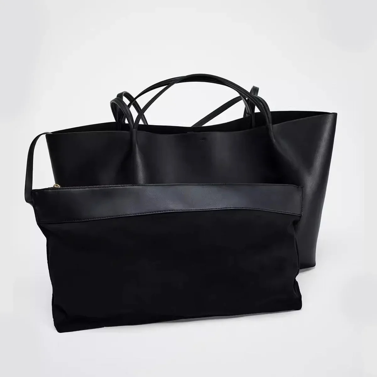 High Quality Large Capacity Tote Bags for Women Handbags Shoulder Bag Bags Black PU Leather Shopper Purses 250929
