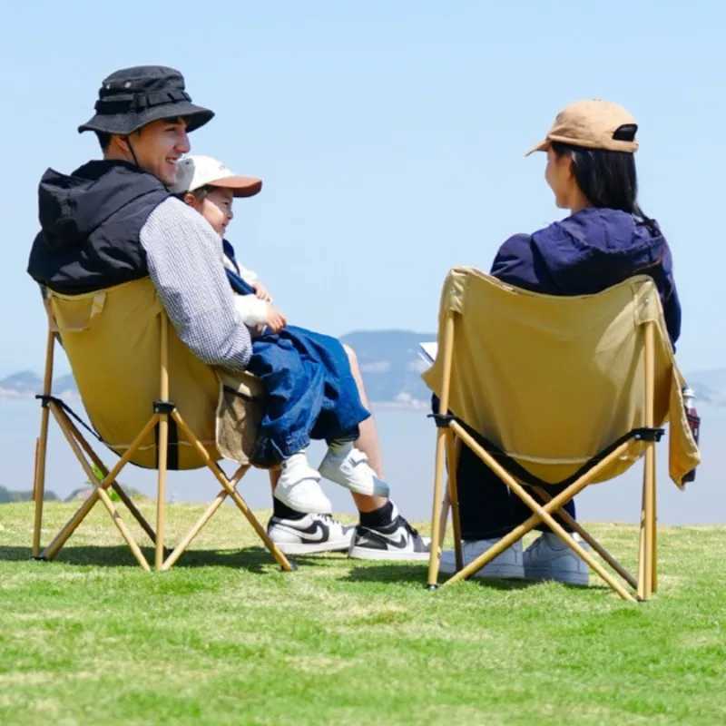 Outdoor Single Camping Chair Oxford Beach Picnic Stable Comfortable Backrest Folding Chairs Portable Camping Furnishings J250930