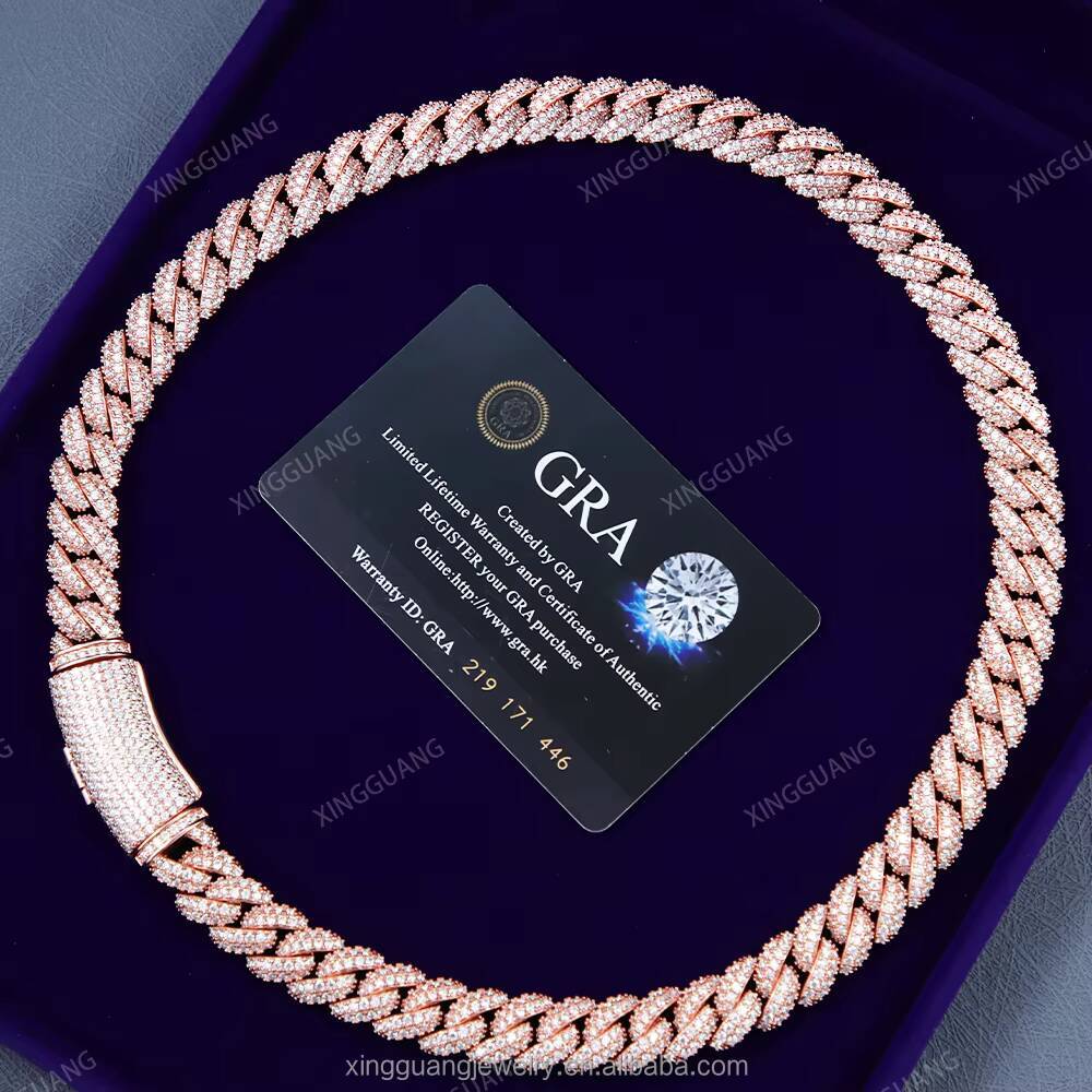 Hot Sale High Quality Hip Hop Necklace Bracelet Moissanite Cuban Chain 6/9/13MM Silver Iced Out VVS1 Moissanite Cuban Link Chain