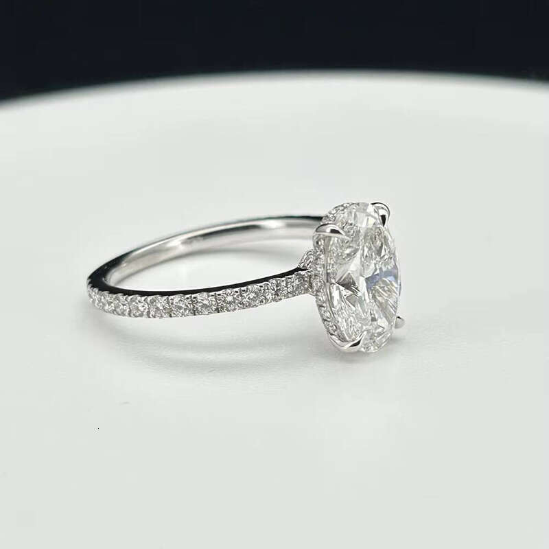 HQD VS1 IGI White Gold Oval 3 Carat Lab Engagement Ring