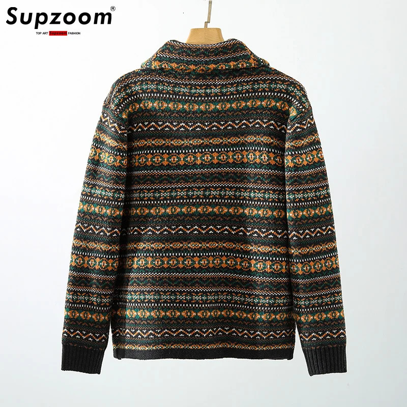 Supzoom Arrival Top Fashion Turndown Collar Regular Cotton Cardigan Male Casual Single Breasted Button Sweater Men 250929