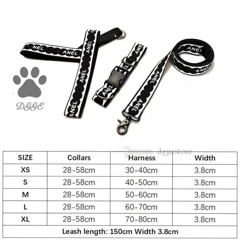 2025 new No Pull Designer Harness and Leashes Set Durable Pets Dog Collar Leash Long Rope Printed Letter Pattern Collars for Small Medium La