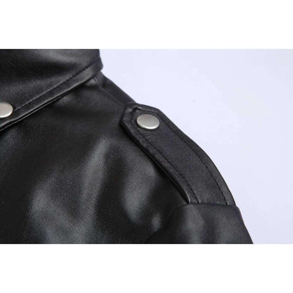 Men PU Jacket Motorcycle Fashion Slim Fit Leather Coat