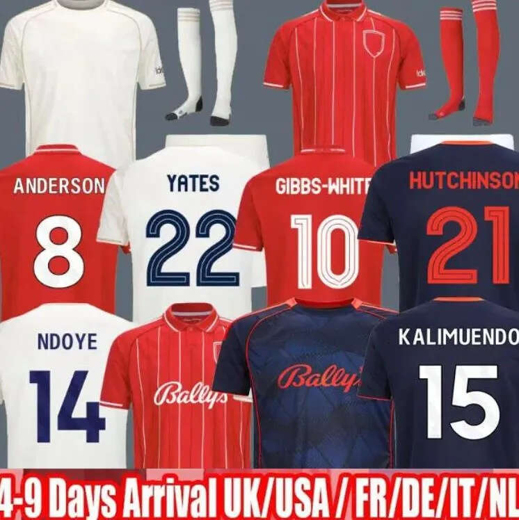 25 26 Nottingham LINGARD Soccer Jersey GIBBS-WHITE Men Kids kit 2025 2026 WORRALL WILLIAMS AWONIYI ANDERSON WOOD SANGARE YATES DENNIS ELANGA MILENKOVIC 66