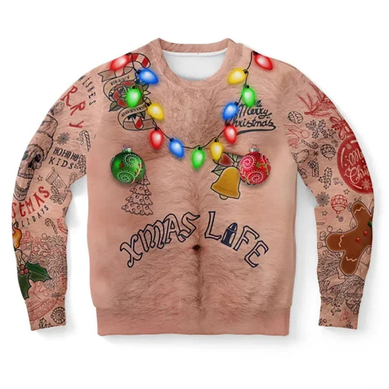 Christmas Sweater Novelty Funny Light Up Ugly Christmas Sweater For Men And Women 3D Printing Pullover Jumpers Warm Sweater 250930