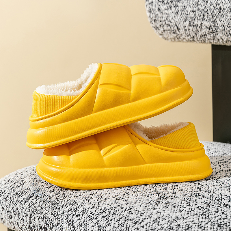 EVA Home Slippers Waterproof Dirt-Resistant Plaid Style Indoor Heel Cotton for Women Fleece-Lined Thickened Warm Maternity Shoes ddmymarket