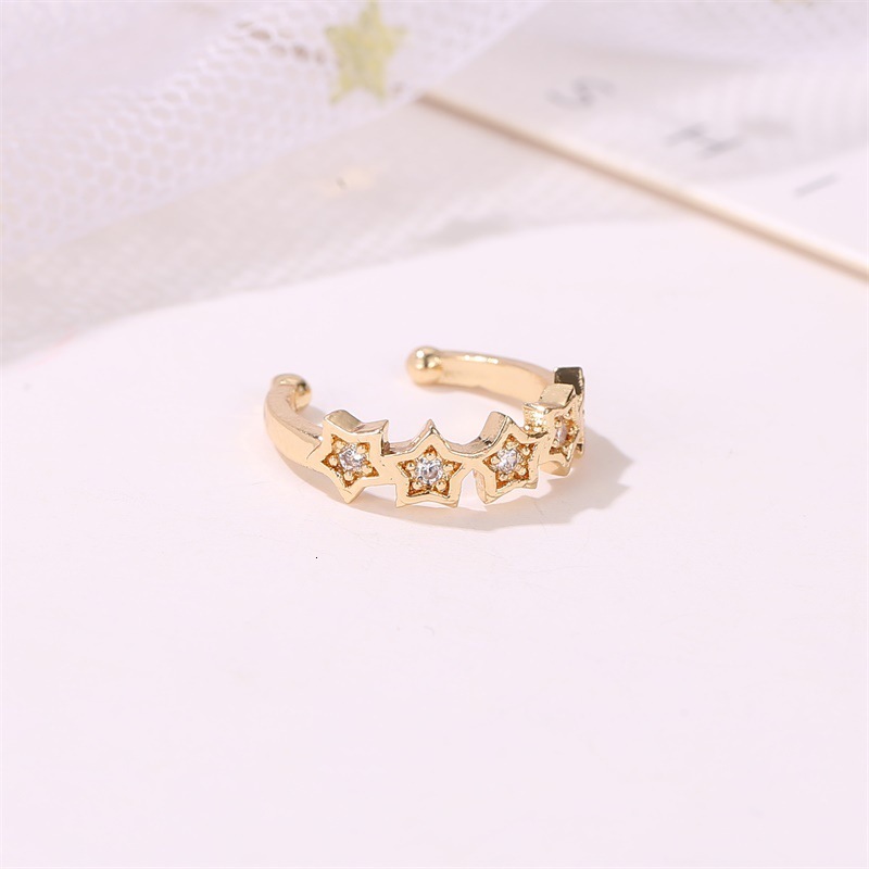 New Earrings Sweet Dia-Encrusted Five-Pointed Star Non-Pierced Ear Clips Simple Personality Student Accessories