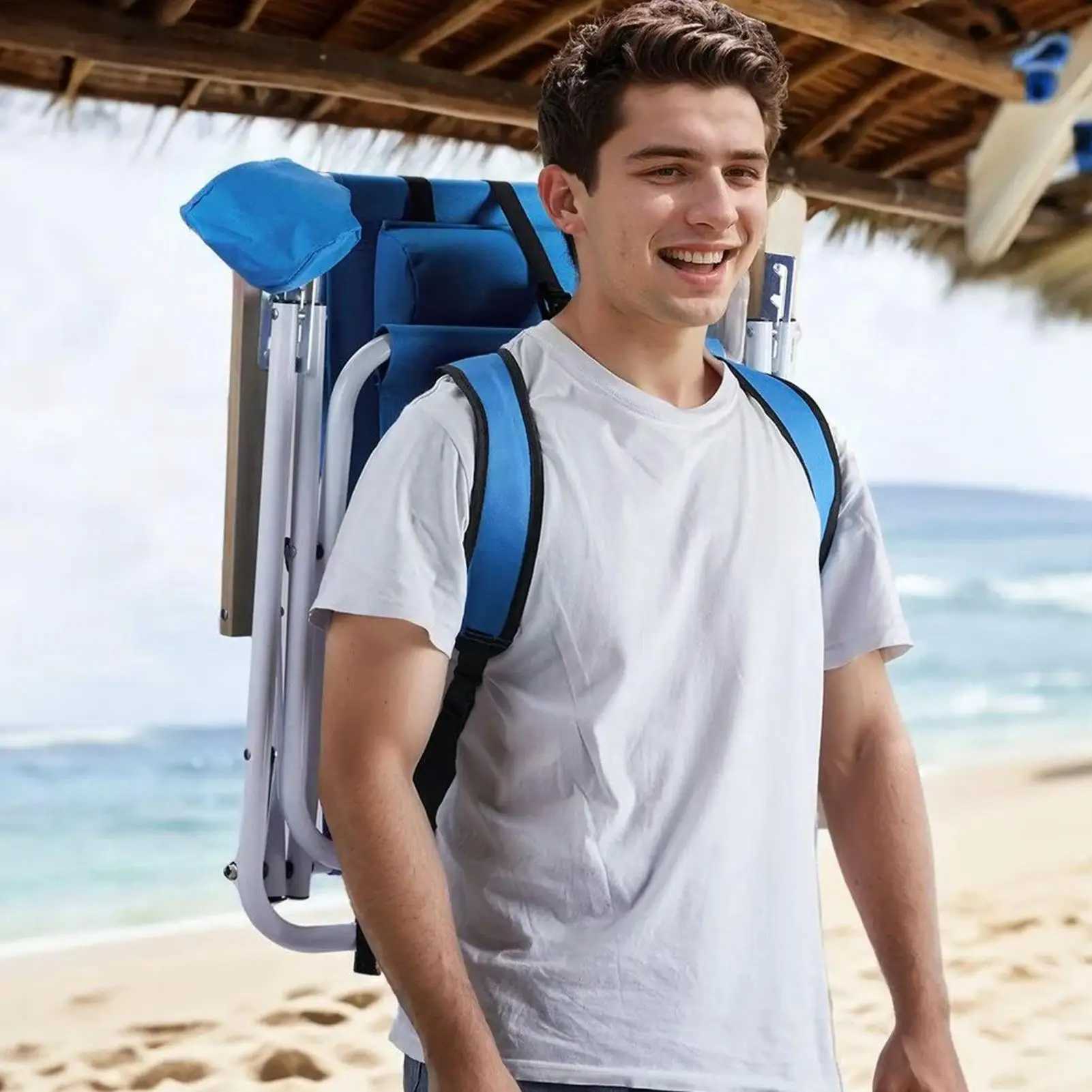 Camping Chairs Backpack Folding Portable Chair Adjustable Portable Recliner Seat With Cup Holder Camping Accessories For Travel J250930