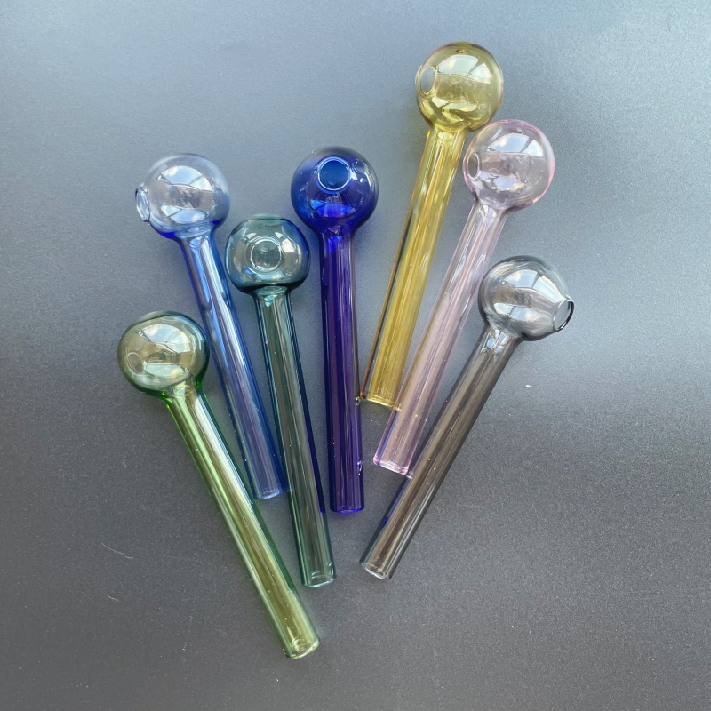 Colorful Glass pipe Smoking Oil Burner Pipes Smoke Straight Tube Pipe Water Hand Nail Tips Transparent 10cm 12cm 7cm smoking accessories 56585