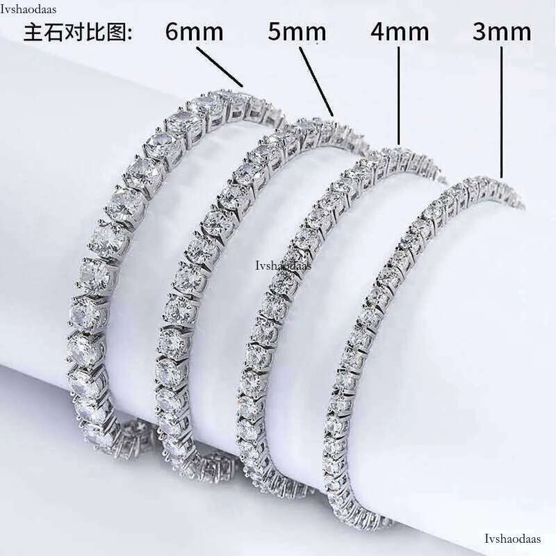 HipHop Jewelry ice out 3mm 4mm 5mm 6mm sterling sier VVS Moissanite Dia Tennis Link Chain Bracelet Necklaces