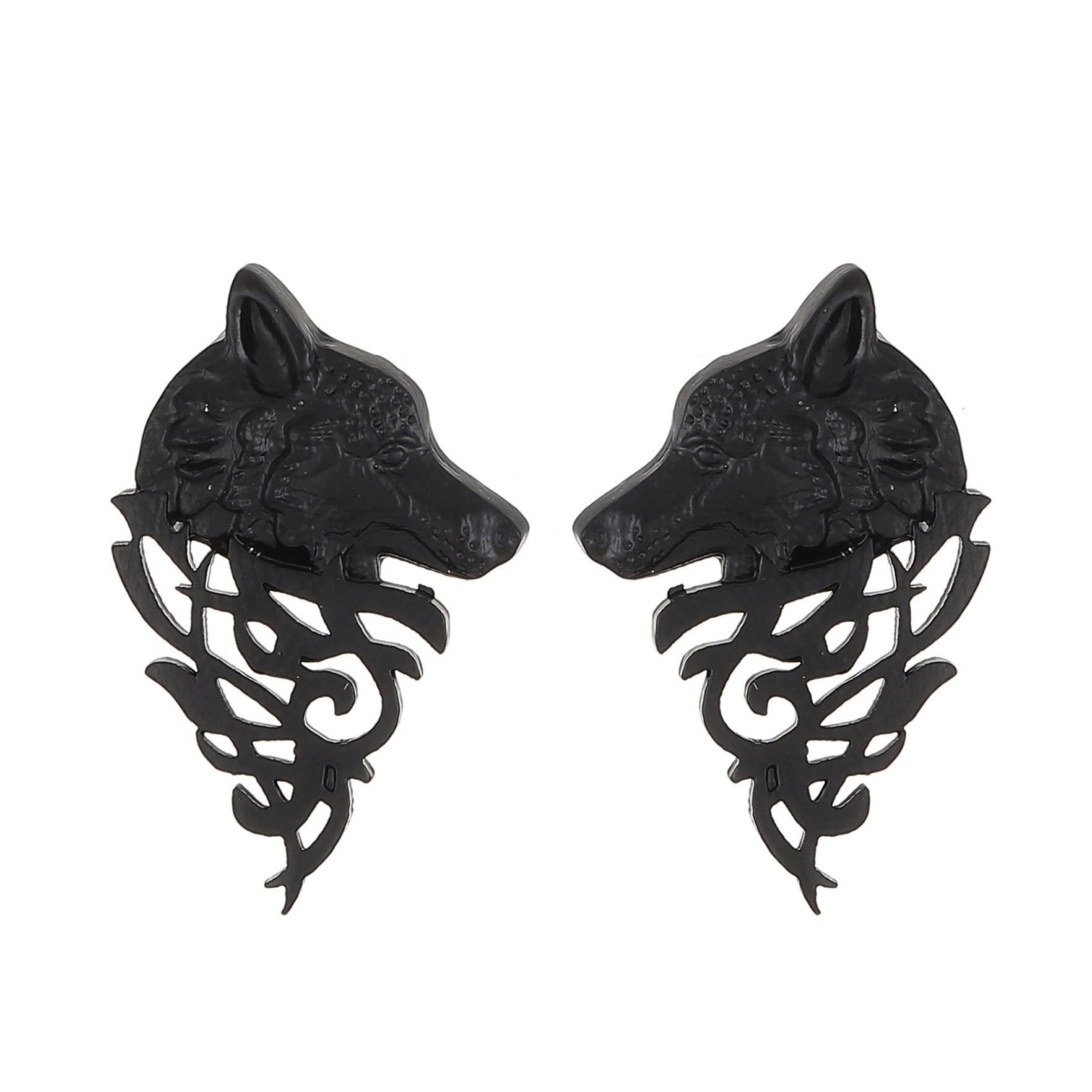 Domineering Wolf Head for Women Fashionable Personality Metal Animal Stud Ins Internet Celebrity Trendy Earrings