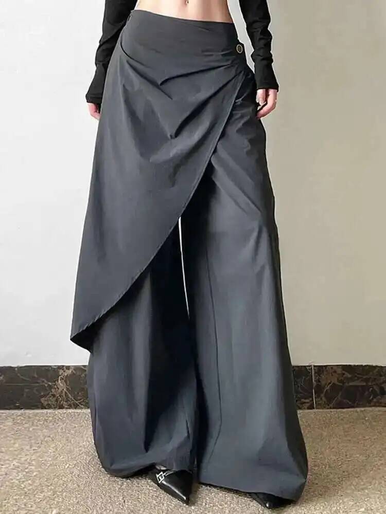 Personalized Wide Leg Pants For Women 2025 Spring Autumn New High Waist Solid Color Casual Trousers Female Elegant 25Z1379 dongdumaoyi