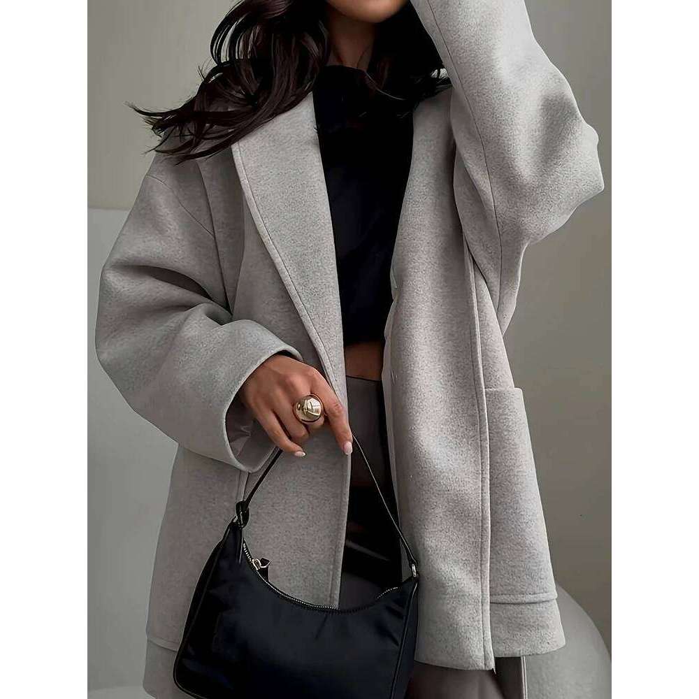 Sashes Patchwork V Neck Long Sleeve Jacket Autumn Winter Cardigan Outerwear Simple Fashion Coats For Women 2025 Style Streetwear