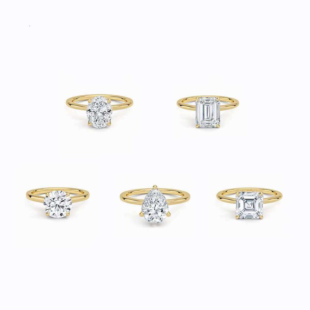 Engagement Wedding Women's Jewelry Gold Plated 14K Solitaire Oval Baguette D Color VVS1 Moissanite 1CT Diamond Ring