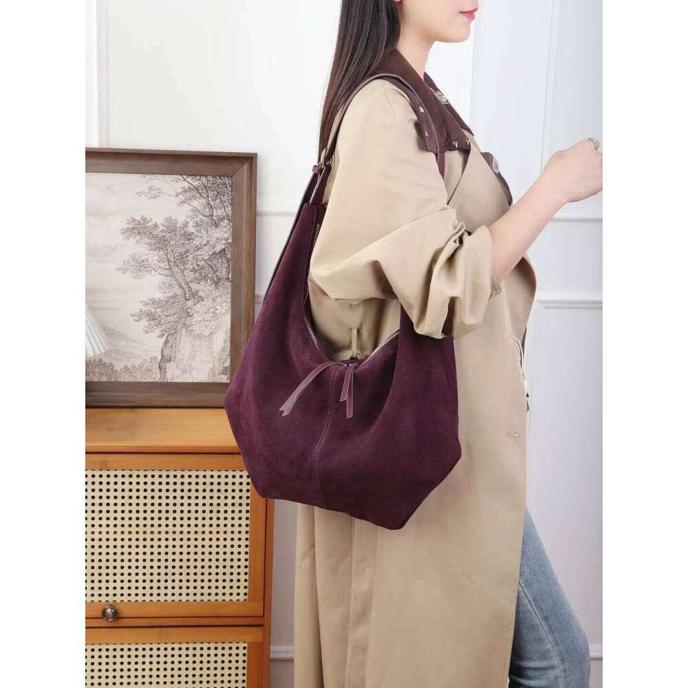 Women Shoulder Crossbody Designer Brand Ladies Soft Suede Cow Leather High Quality Large Tote Bag Autumn Winter New