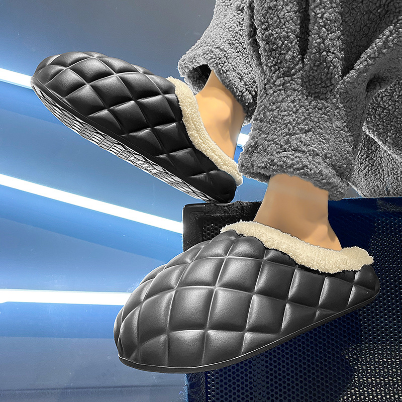 Designer shoes hot free shipping Winter Warm Thick Home Outdoor Slippers Solid Color Plush Cotton Slippers for woman and men black white grey