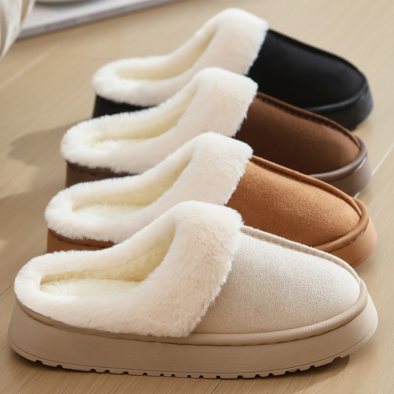 Cotton Women Winter 2025 New Home Indoor Fleece-Lined Warm Fluffy Slippers for Men Couples ddmymarket