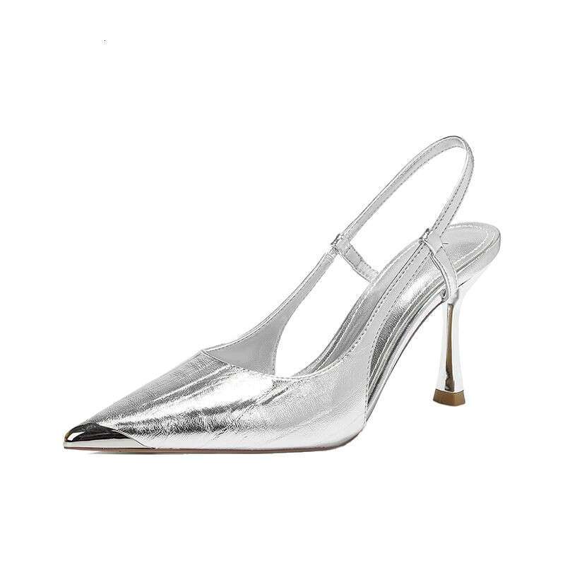silver Closed-Toe High heels for Designer Shoe Women 2025 New Style Thin heel Black Stunning Comfortable Airy High-End Sandals