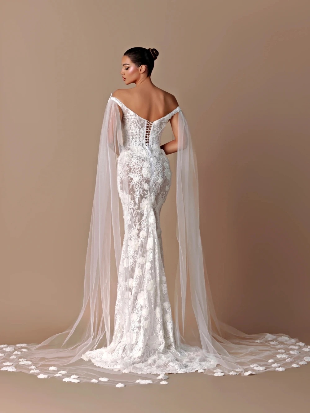 Fashion Wedding Dresses Appliques 3D Flowers Bridal Gowns Off Shoulder Backless Illusion Mermaid Customized Vestidos De Novia Plus Size