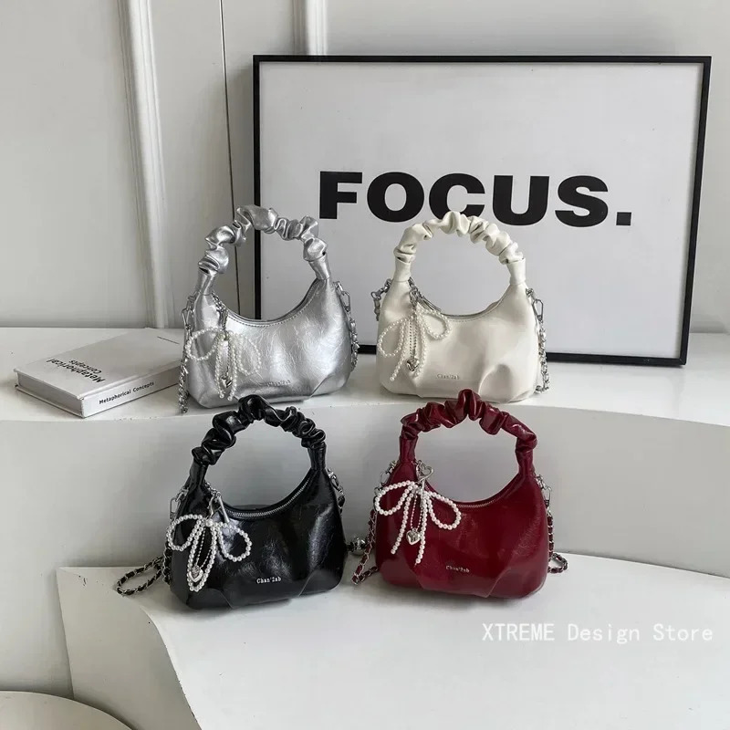 Underarm Bags for Women Y2K Korean Fashion Handbags and Purses Pu Leather Red Shoulder Crossbody Bag 250930