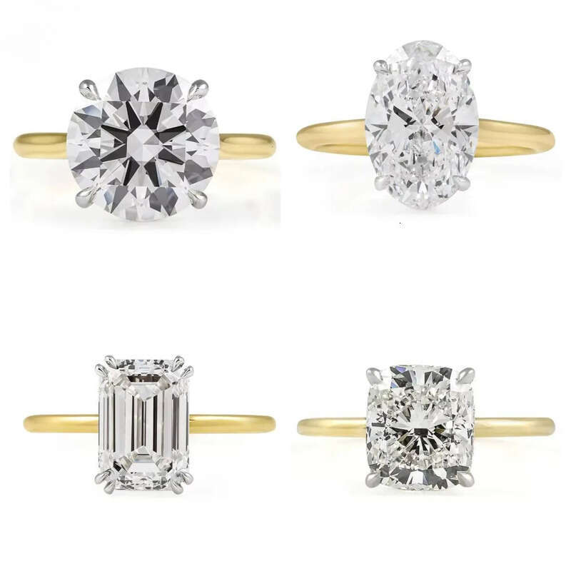 Custom Sier 14K Gold Lab Grown Dia/Moissanite Rings Fashion Solitaire Dia Ring for Wedding and Engagement