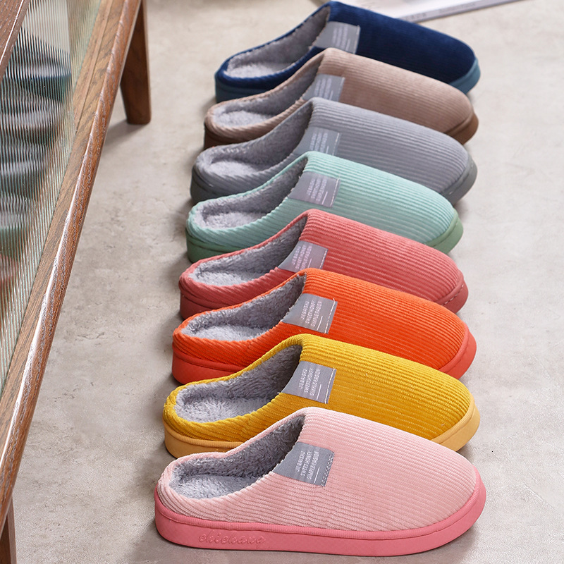 Autumn Indoor Home Couple Warm Shoes Maternity Non-Slip Fleece-Lined Men's Cotton Slippers Women's ddmymarket