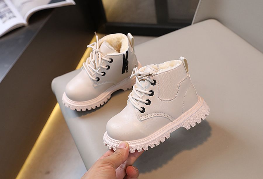 Fashion Kids Boys Girls Boots British Style Winter Warm Velvet Short Boots Kidszworld Children Casual Anti-slip Zipper Leather Shoes Sizes 21-30 sizes