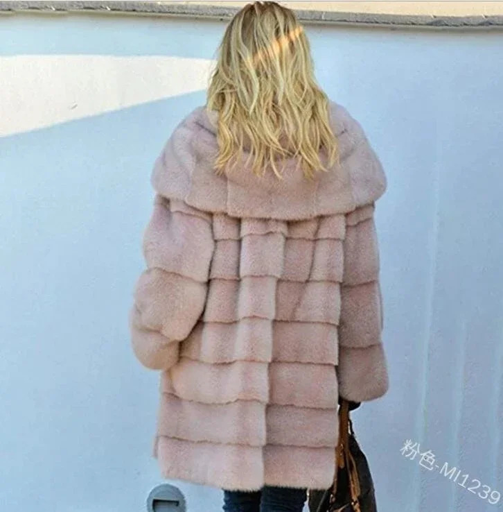Womens Winter Sheepskin Coat Fur Hooded Long Jacket Loose Thick Warm 2024 Parka 250930
