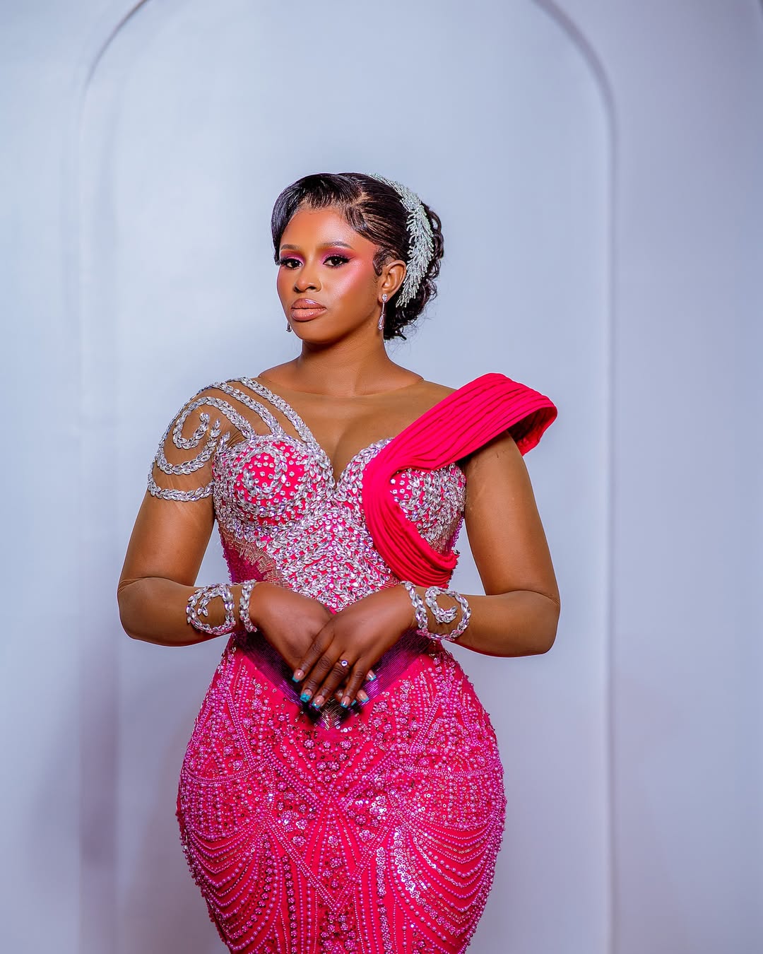 2025 Plus Size Pink Prom Dress Evening Dresses Formal Gowns Illusion Mermaid Sheer Neck Long Sleeves Beaded lace Birthday Dress Second Reception Gown 