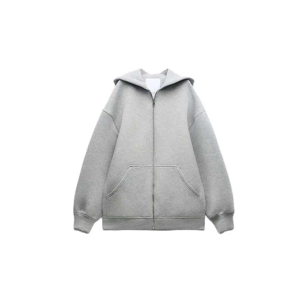 Women's Versatile Hooded Zip Long Sleeve Loose Jacket Fashion Oversized Casual Top Sweatshirt Street Basic Sports Wear