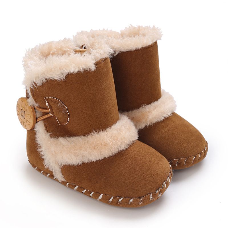 Newborn Baby Fuzzy Winter Boots Fleece Soft Sole Infant Shoes 0-18 Months Warm First Walkers Toddler Plush Snow Booties 0-18 Months K0461