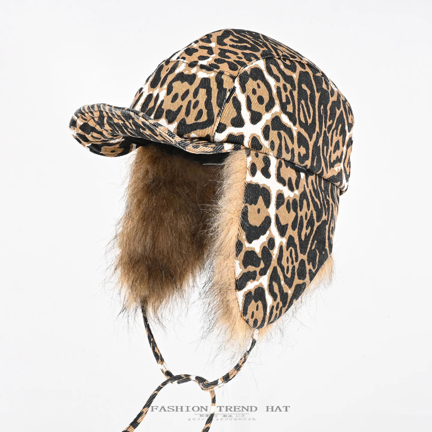Winter Warm Trapper Hat for Women Men Leopard Print Earflap Beanie Retro Street Cool Style Ushanka for Outdoor Snow Riding 250929