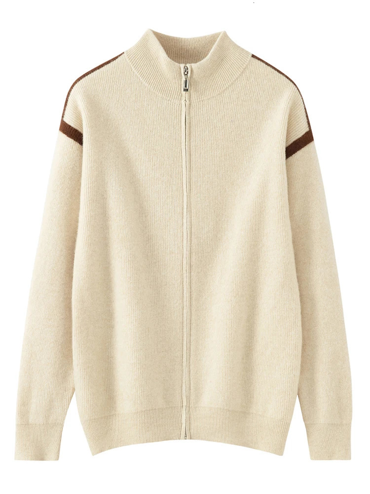 Chic Zippered 100 Merino Wool Cardigan Autumn Winter Man Thick Soft Warm Couple Style Knitted Sweater Male Clothing Tops 2025 250929