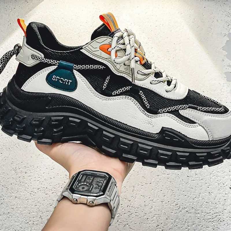Mens Sneakers 2025 Autumn Breathable Mesh Casual Running Shoes Thick Sole Comfortable Lace Up Non Slip Outdoors Sports Shoes Z250930
